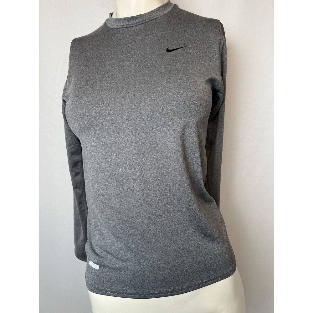 NIKE Dri-Fit Crew Neck Long Sleeve Gray Active Compression Shirt Women's? Size S